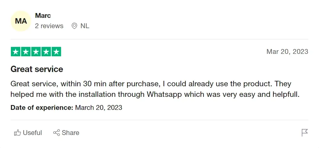 Trustpilot review 2